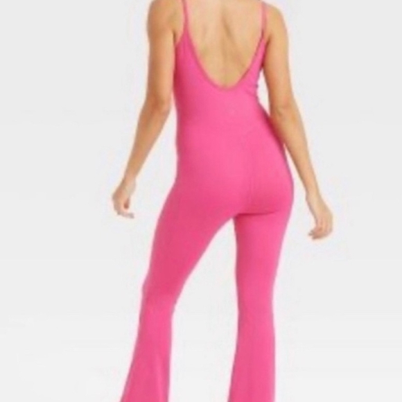 Women's JoyLab Pink Bustier Flare Jumpsuit M - Picture 2 of 7